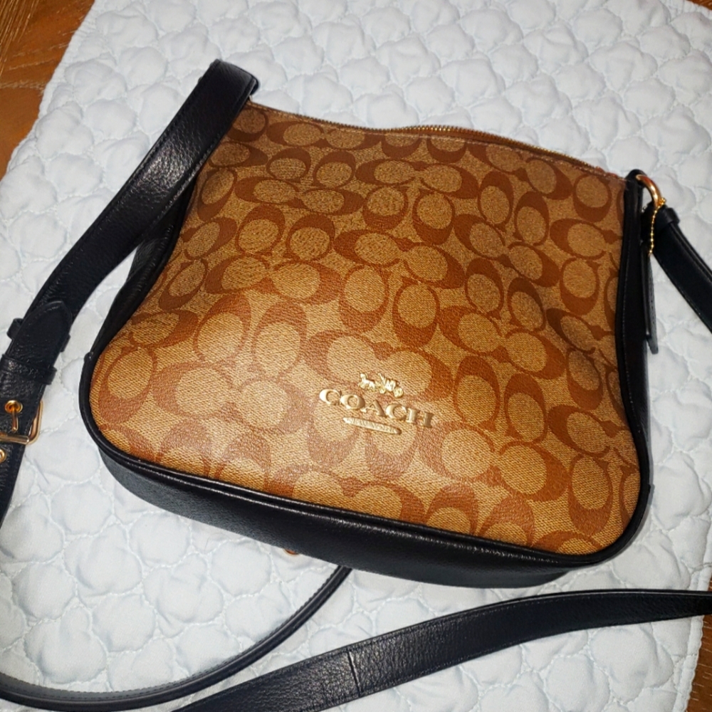 Coach signature brown and black tote